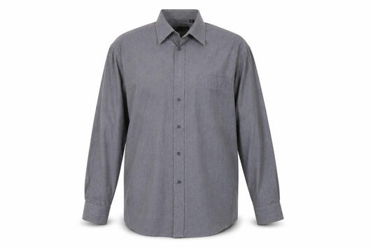 BHS Mens Grey Polyester Button-Up Size 16 Collared Button