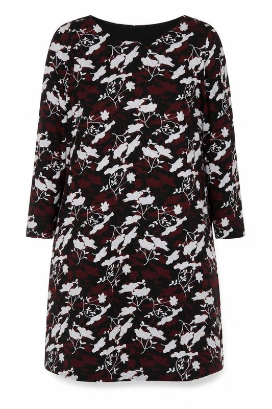 Front view of Avon women’s red floral polyester a-line, size UK 14, round neck pullover