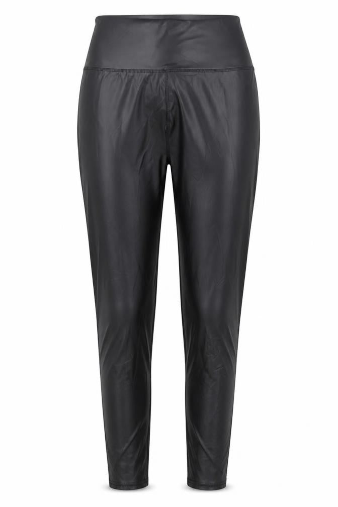 Preworn Womens Black Polyurethane Trousers Size L L28 in Regular - Leather Look Tregging
