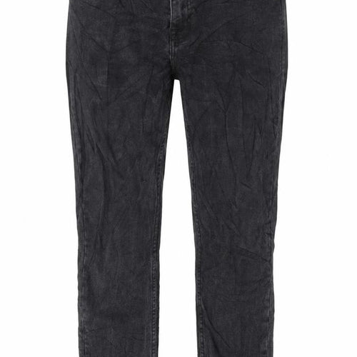 Preworn Womens Black Cotton Straight Jeans Size 32 in L30 in Regular Button