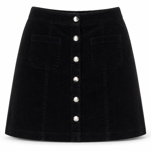 Cooperative Womens Black Cotton A-Line Skirt Size XS Button