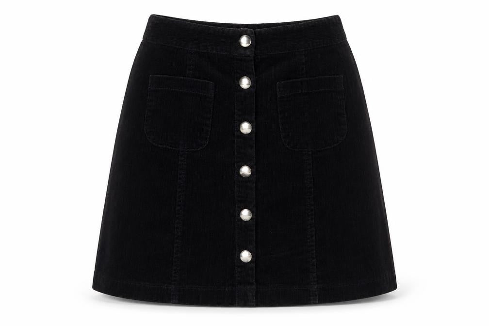 Cooperative Womens Black Cotton A-Line Skirt Size XS Button