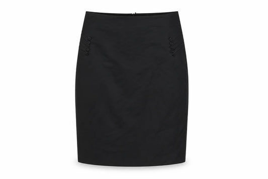 Front view of Principles women’s black polyester a-line set, size UK 14, zip