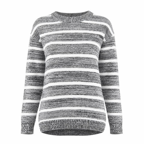 Cotton On Womens Black Crew Neck Striped Cotton Pullover Jumper Size XS