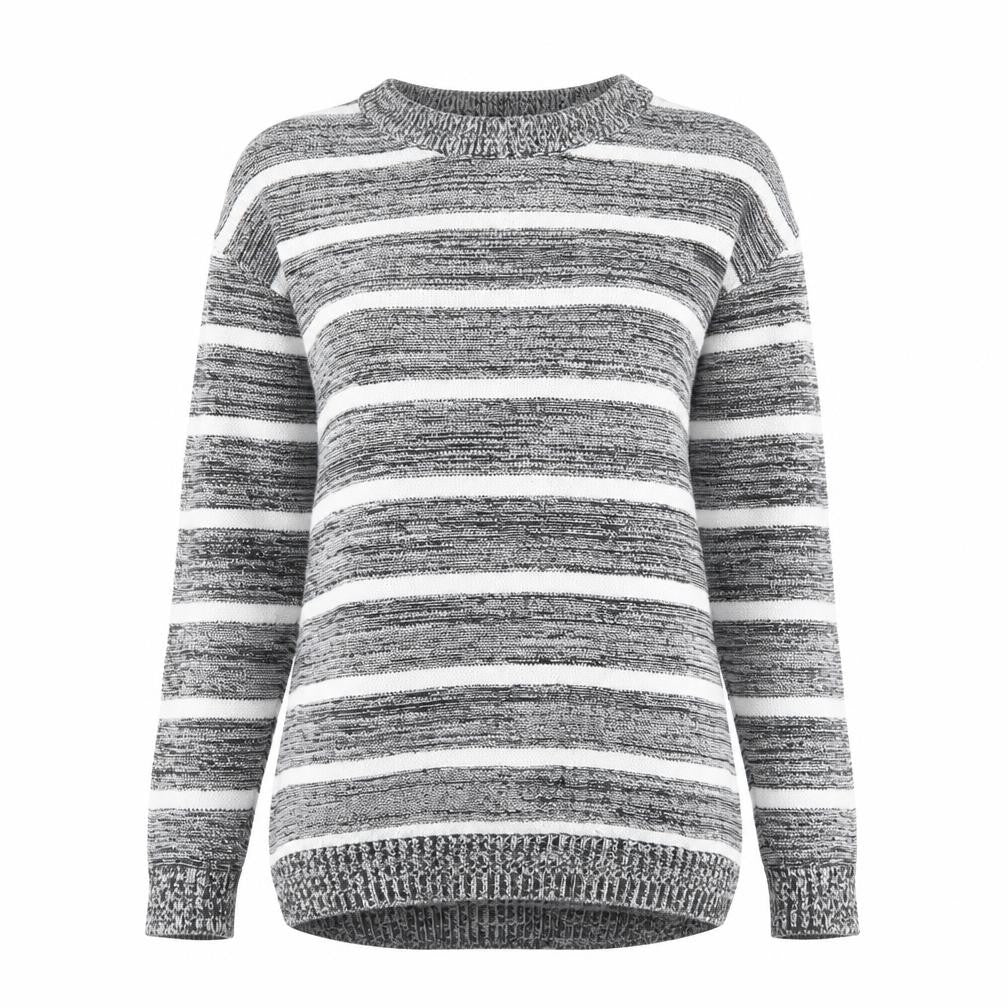 Cotton On Womens Black Crew Neck Striped Cotton Pullover Jumper Size XS