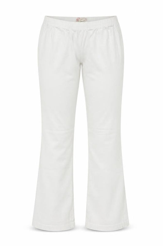 Front view of Fabric women’s white cotton bootcut jeans, size UK 12, 29.5-inch leg regular