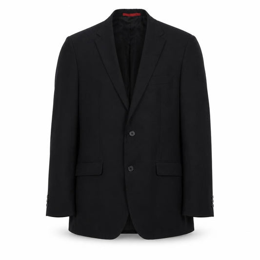 Front view of Burton men’s black polyester jacket suit jacket, size L
