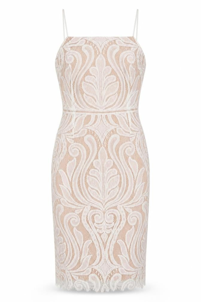 Peace and Love Womens White Floral Polyester Bodycon Size 10 Square Neck Zip