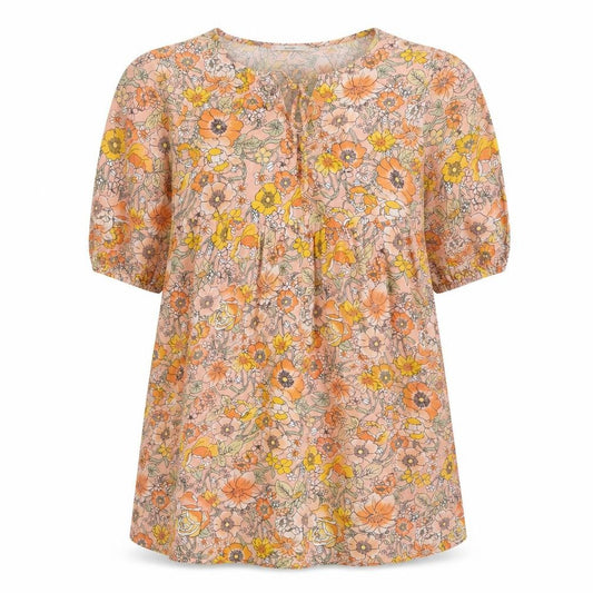Front view of George women’s pink floral viscose a-line, size UK 10, round neck pullover