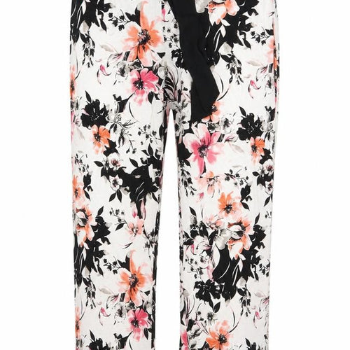 Matalan Womens White Floral Viscose Capri Trousers Size M L38 in Regular Drawstring