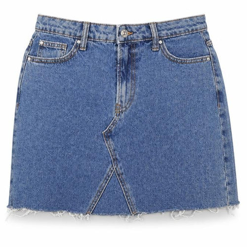 Denim & Co. Womens Blue Cotton A-Line Skirt Size 12 Zip - Distressed Hem