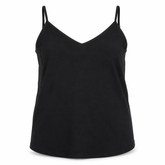 Front view of Studio women’s black polyester basic tank, size UK 20, v-neck