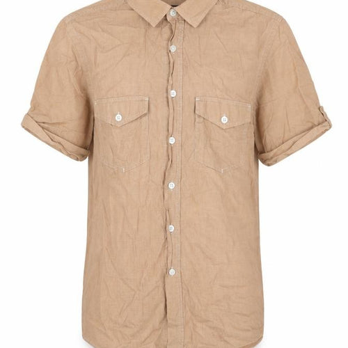 Topman Mens Beige Cotton Button-Up Size XS Collared Button