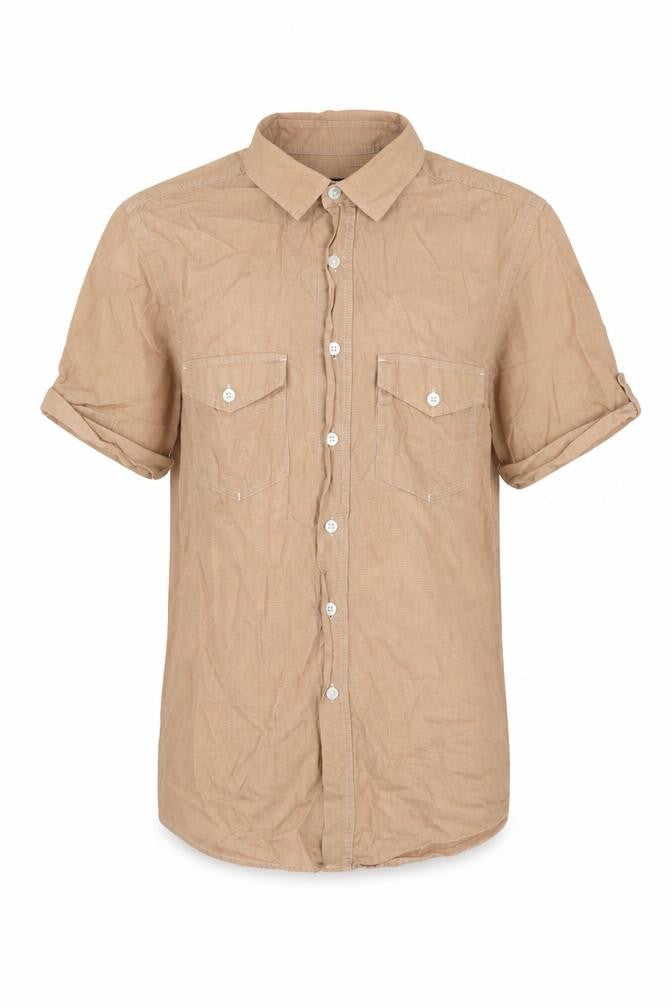 Topman Mens Beige Cotton Button-Up Size XS Collared Button
