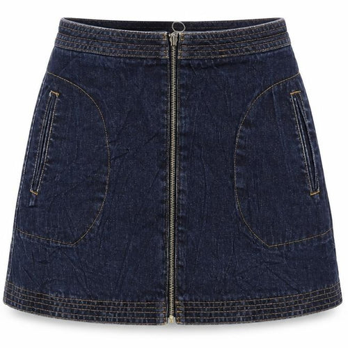 Cooperative Womens Blue Cotton A-Line Skirt Size S Zip
