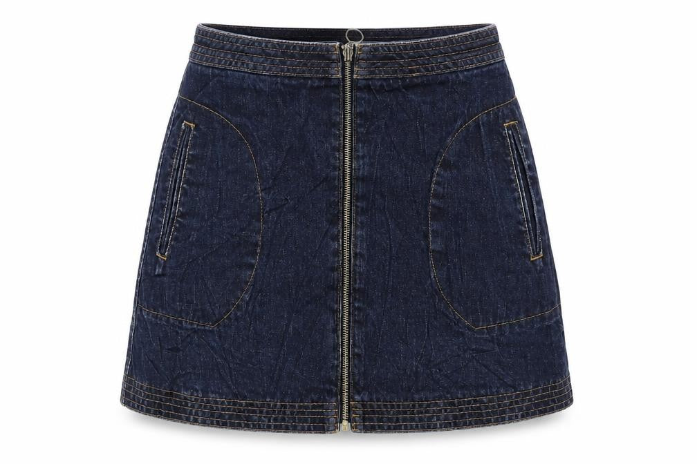 Cooperative Womens Blue Cotton A-Line Skirt Size S Zip