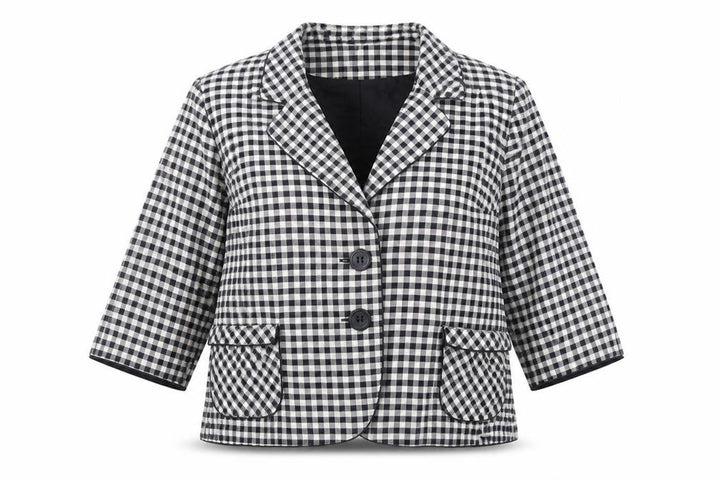 Roman Womens Black Check Jacket Size 18 Button