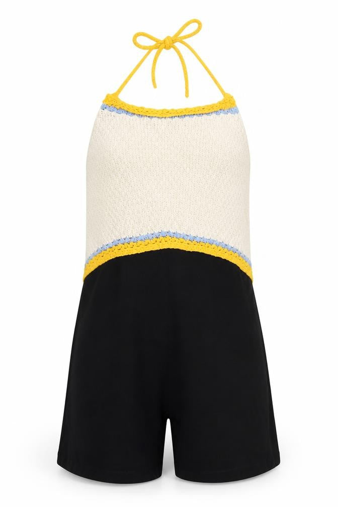 Zara Womens Multicoloured Colourblock Polyester Playsuit One-Piece Size S L16 in Tie