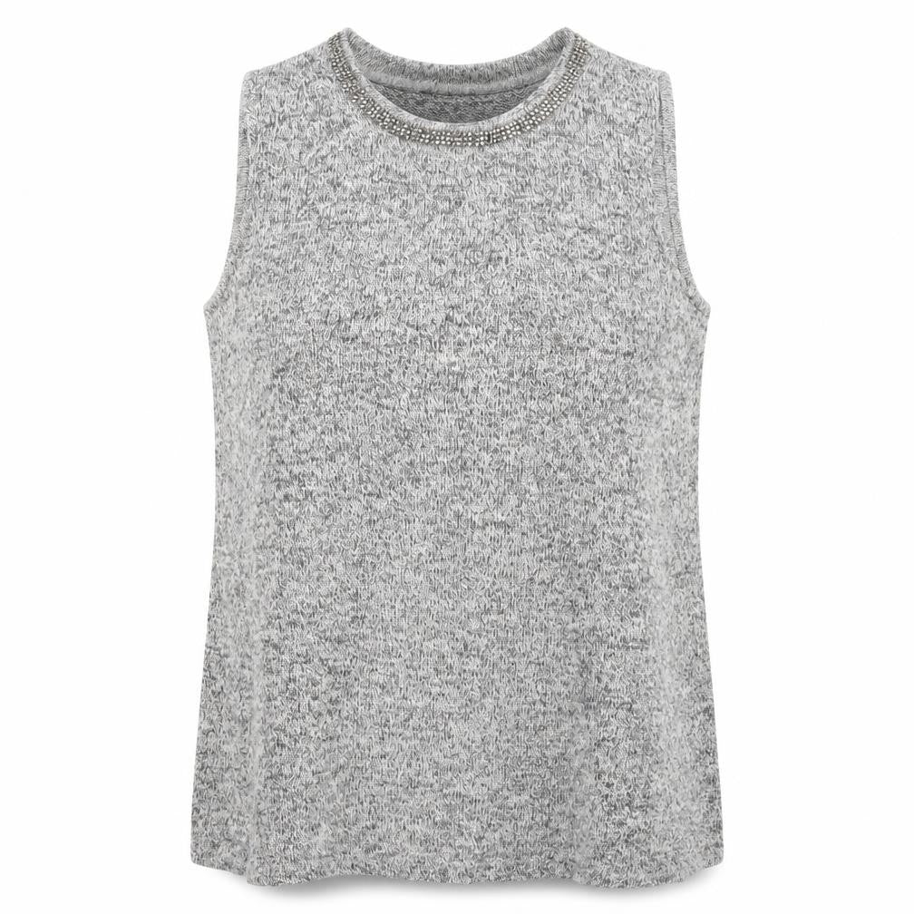 River Island Womens Grey Polyester Basic Tank Size 10 Crew Neck