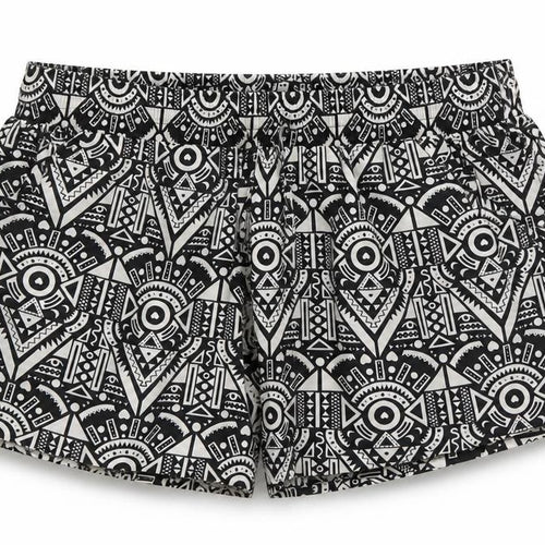 New Look Girls Black Geometric Polyester Sweat Shorts Size S L3 in Regular Drawstring