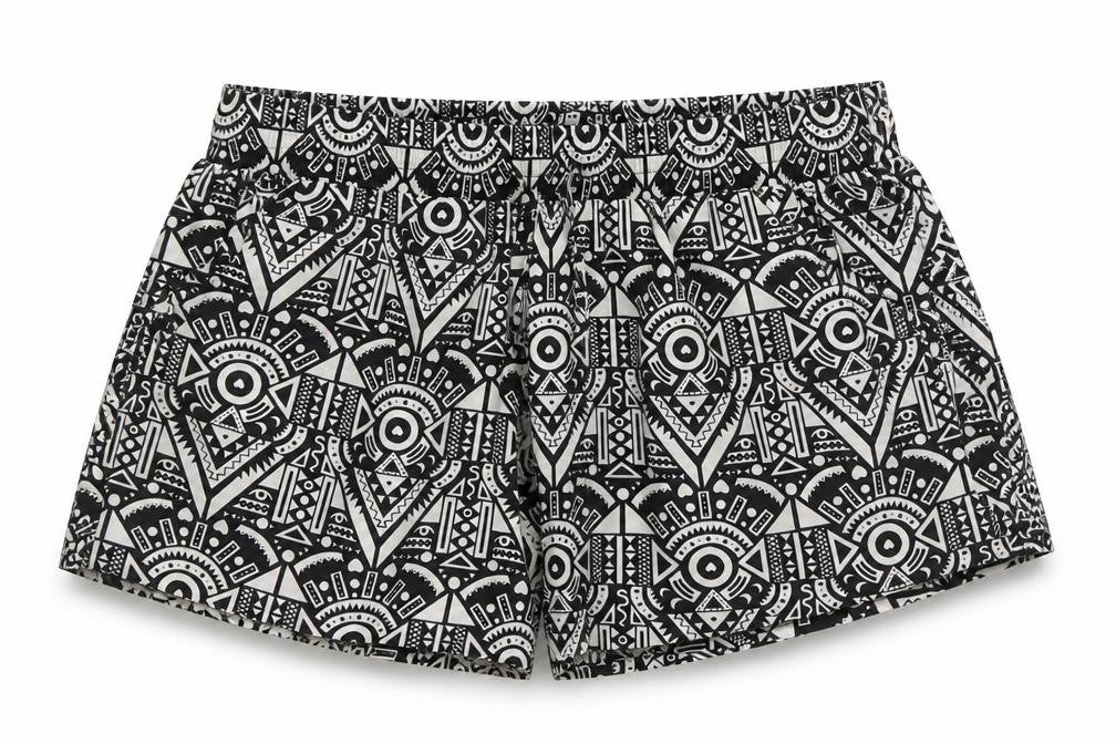 New Look Girls Black Geometric Polyester Sweat Shorts Size S L3 in Regular Drawstring