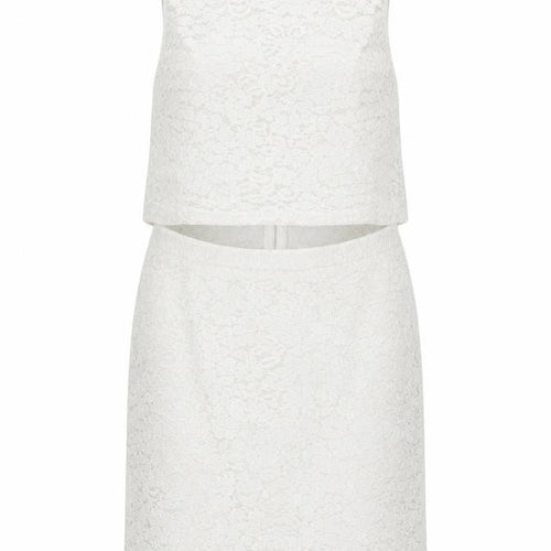 AX Paris Womens White Polyester Pencil Dress Size 14 Round Neck Zip