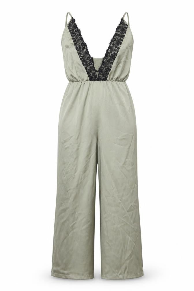 In the Style Womens Green Polyester Jumpsuit One-Piece Size 6 L32 in Pullover - Lace trim