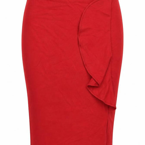 Marks and Spencer Womens Red Viscose Bandage Skirt Size 10