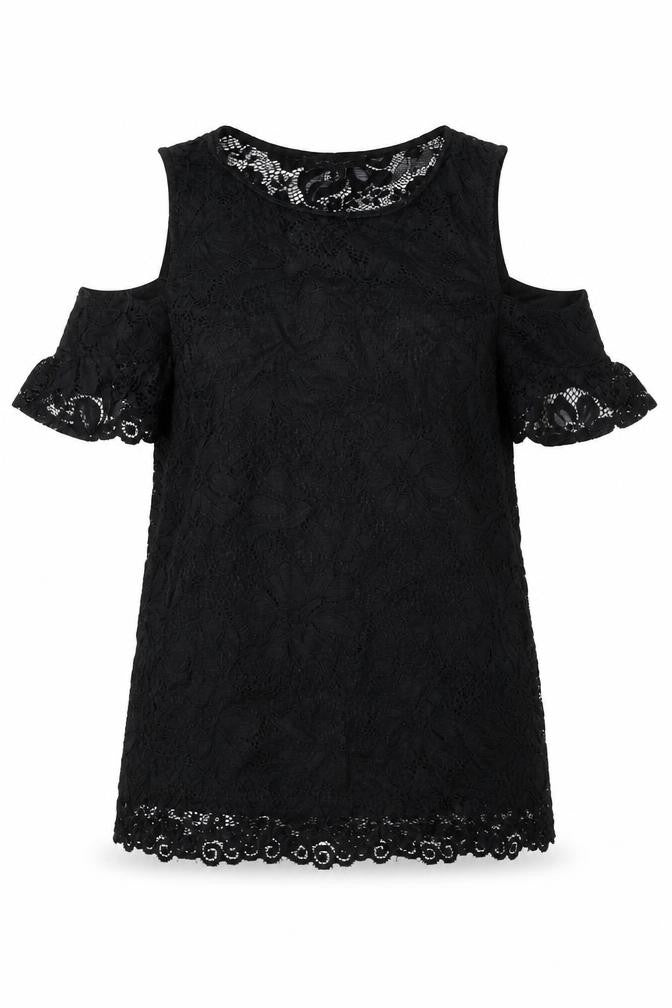 New Look Womens Black Nylon Basic Blouse Size 8 Round Neck
