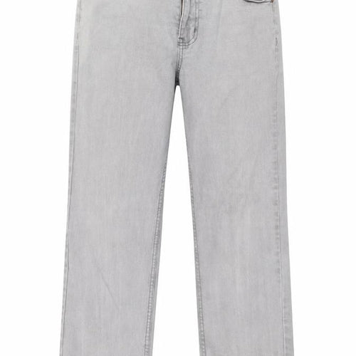 Cotton Traders Womens Grey Cotton Straight Jeans Size 34 L28 in Regular Zip