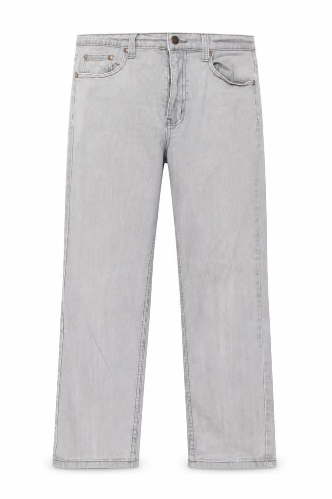 Cotton Traders Womens Grey Cotton Straight Jeans Size 34 L28 in Regular Zip