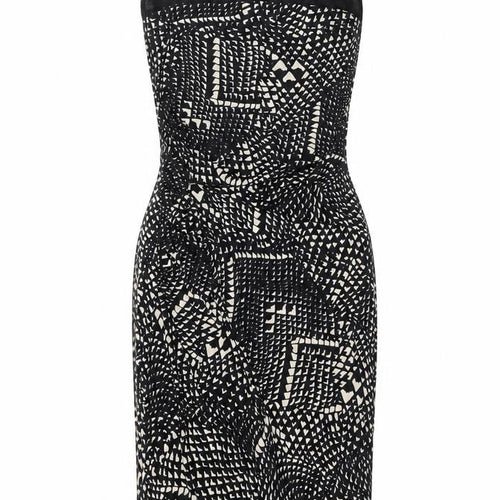 NEXT Womens Beige Geometric Polyester Pencil Dress Size 12 Boat Neck Hook & Eye