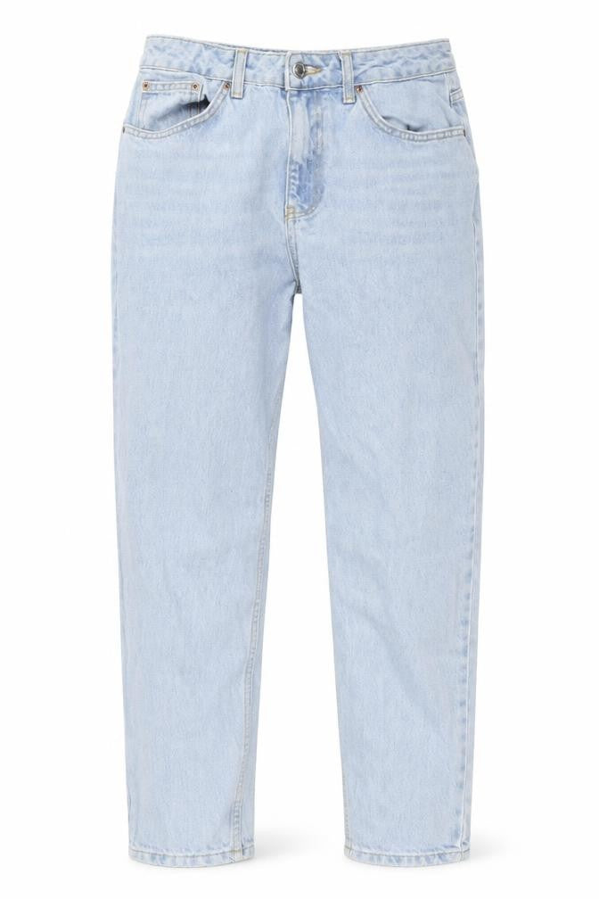 Topshop Womens Blue 100% Cotton Mom Jeans Size M L32 in Regular Zip
