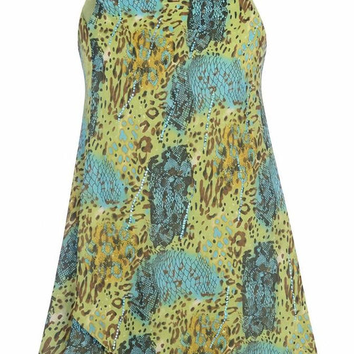 Papa Womens Green Animal Print Polyester A-Line Size L Scoop Neck Pullover - Mixed Prints