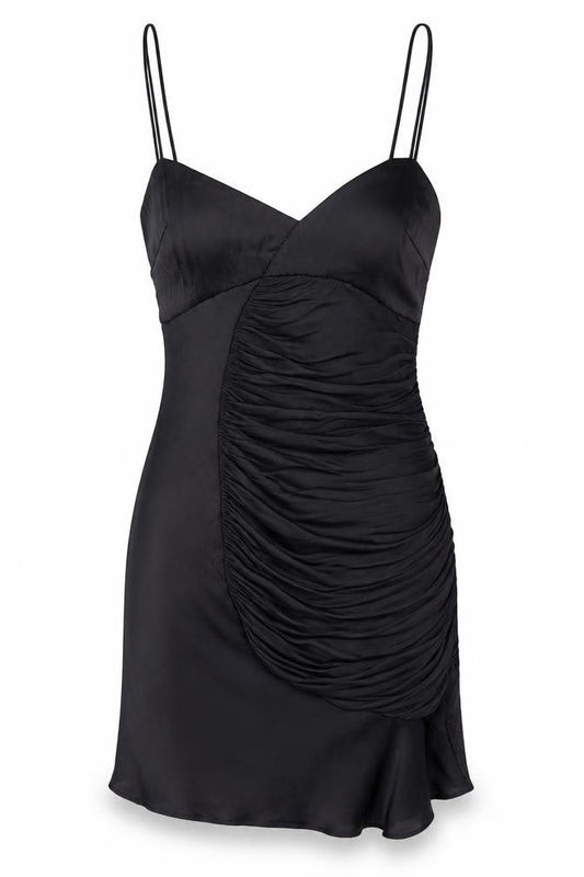 Front view of Zara women’s black polyester bodycon, size XS, v-neck zip