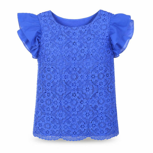 Front view of Oasis women’s blue polyester basic t-shirt, size M, round neck