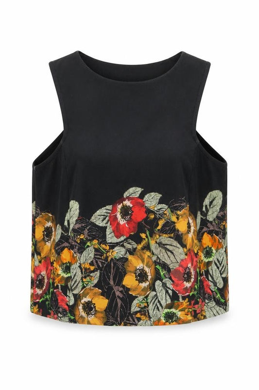 Front view of Next women’s multicoloured floral polyester basic t-shirt, size UK 6, round neck