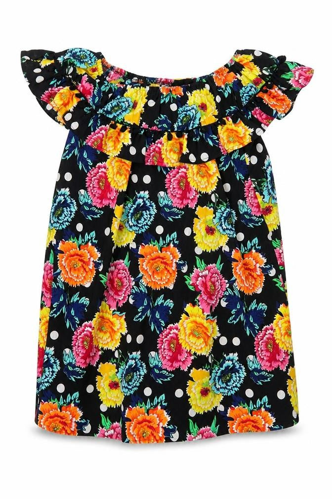 Front view of ASOS women’s multicoloured floral polyester a-line, size UK 10, round neck pullover