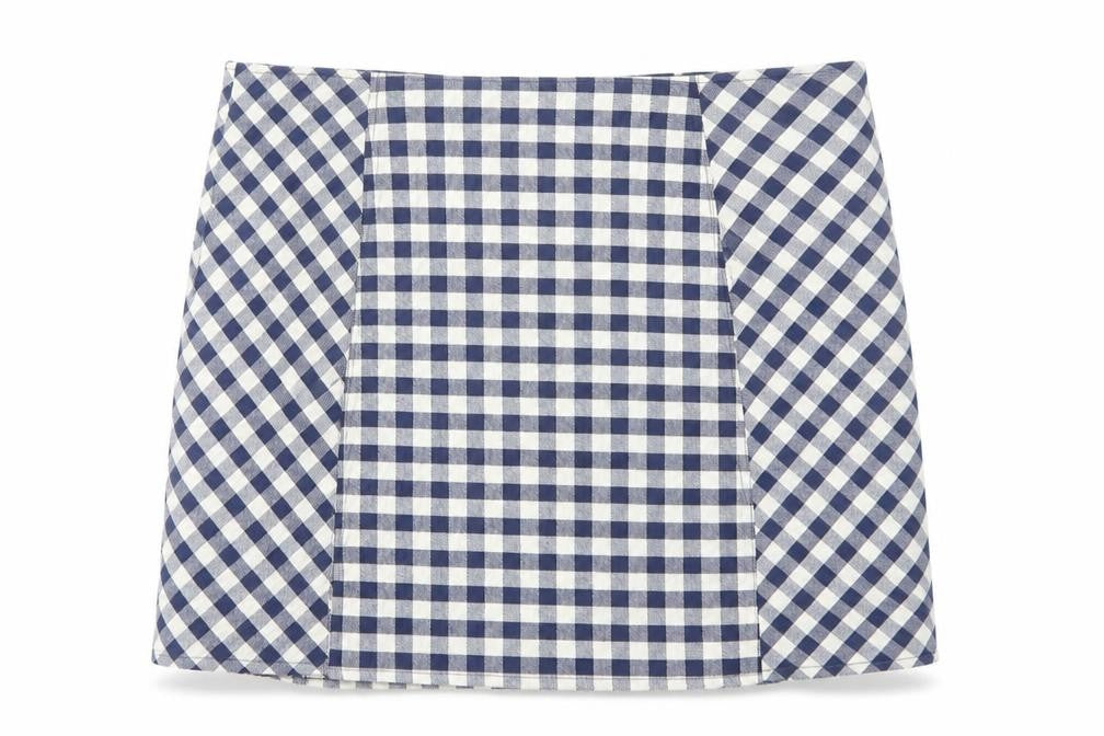 Cooperative Womens Blue Check Cotton Mini Skirt Size L Zip
