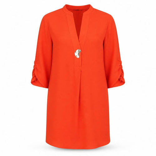 Zara Womens Orange Polyester Shirt Dress Size XS V-Neck Button