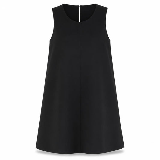 Front view of Zara women’s black polyester a-line, size S, high neck button