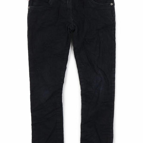 Marks and Spencer Girls Black Cotton Skinny Jeans Size 11 Years Regular Zip - Hello Kitty Ankle Zip