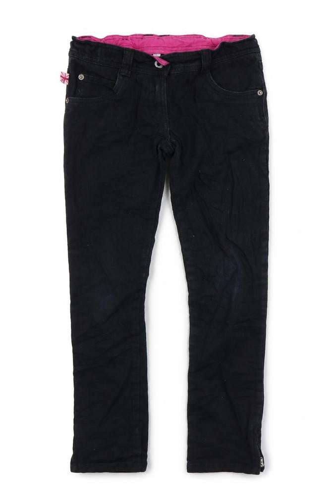 Marks and Spencer Girls Black Cotton Skinny Jeans Size 11 Years Regular Zip - Hello Kitty Ankle Zip