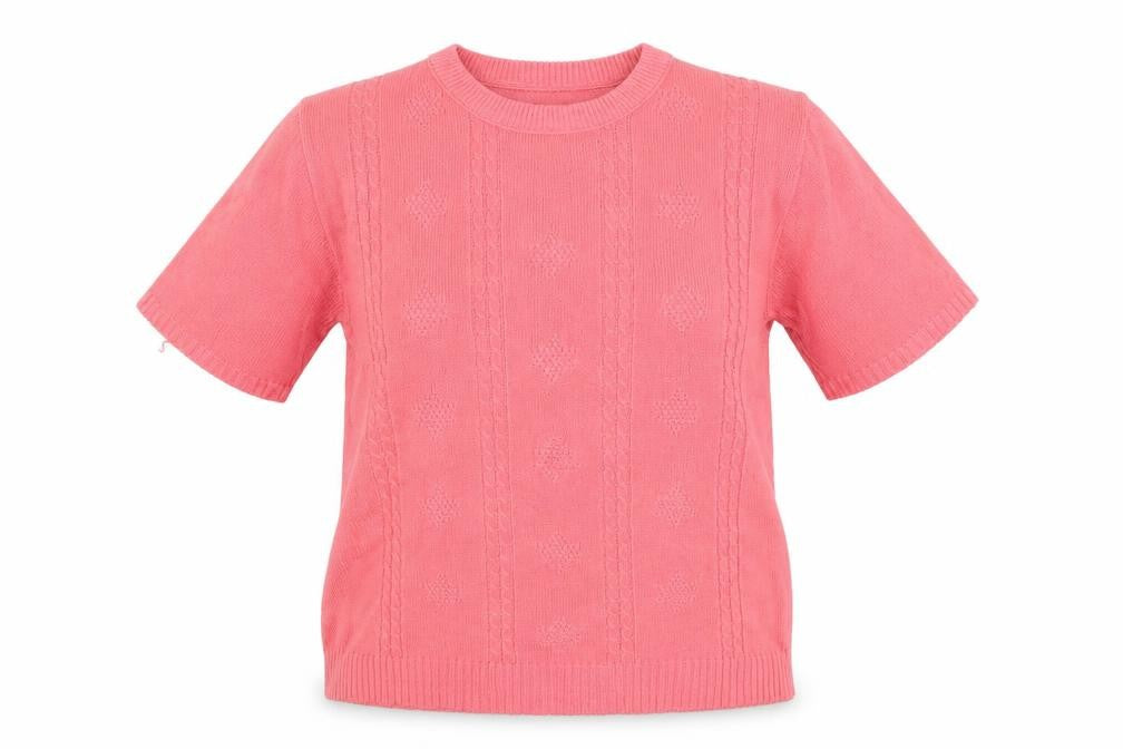 Pure and Natural Womens Pink Round Neck Acrylic Pullover Jumper Size S