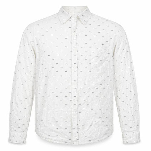 Pigment Mens White Geometric Polyester Button-Up Size M Collared Button
