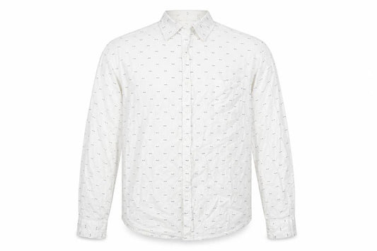 Pigment Mens White Geometric Polyester Button-Up Size M Collared Button