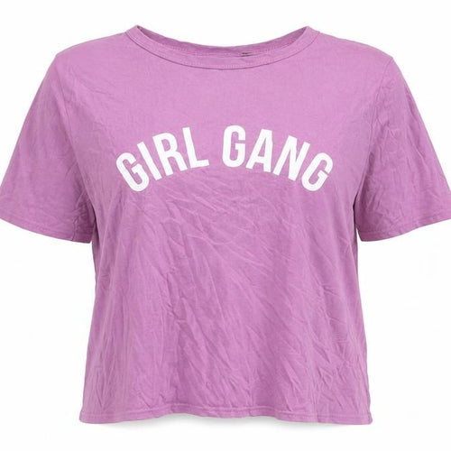Boohoo Womens Purple Polyester Basic T-Shirt Size S Round Neck - Girl Gang