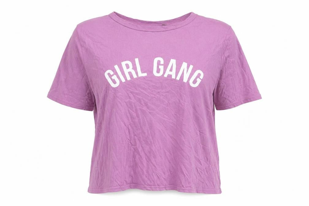 Boohoo Womens Purple Polyester Basic T-Shirt Size S Round Neck - Girl Gang