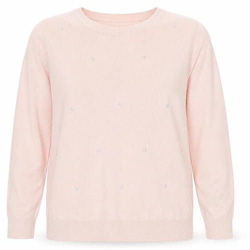 Preworn Womens Pink Round Neck Geometric Viscose Pullover Jumper Size 14 - Stars