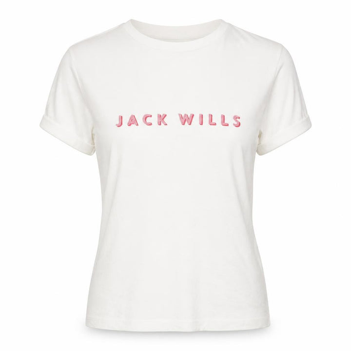 Jack Wills Womens White Polyester Basic T-Shirt Size 6 Crew Neck